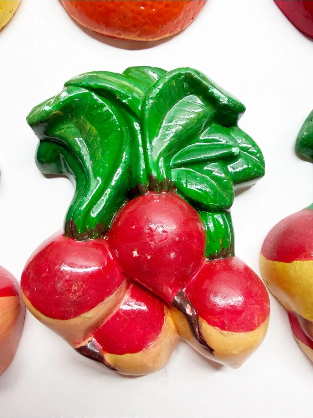 Vintage MCM Chalkware Fruits Vegetables Wall Art